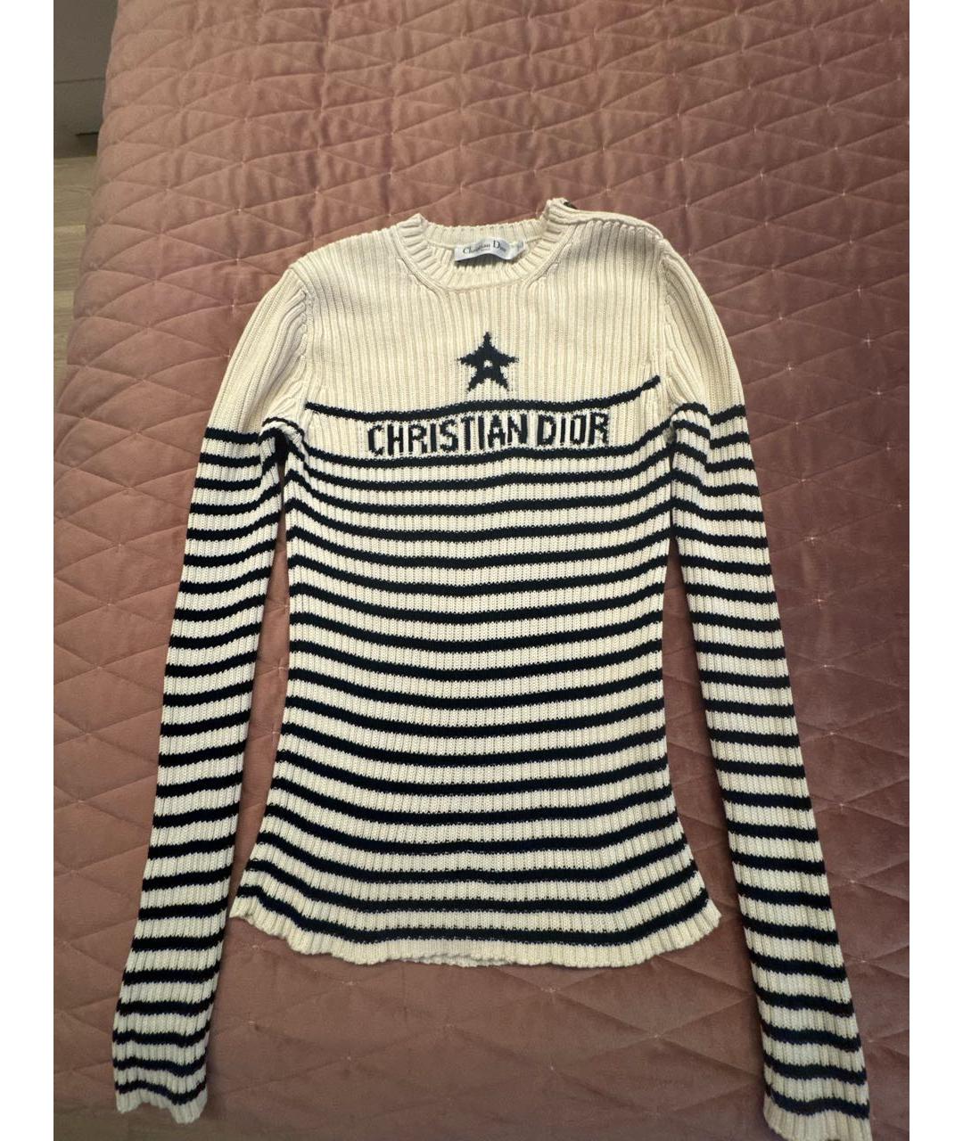 CHRISTIAN DIOR Бежевый хлопковый джемпер / свитер, фото 5