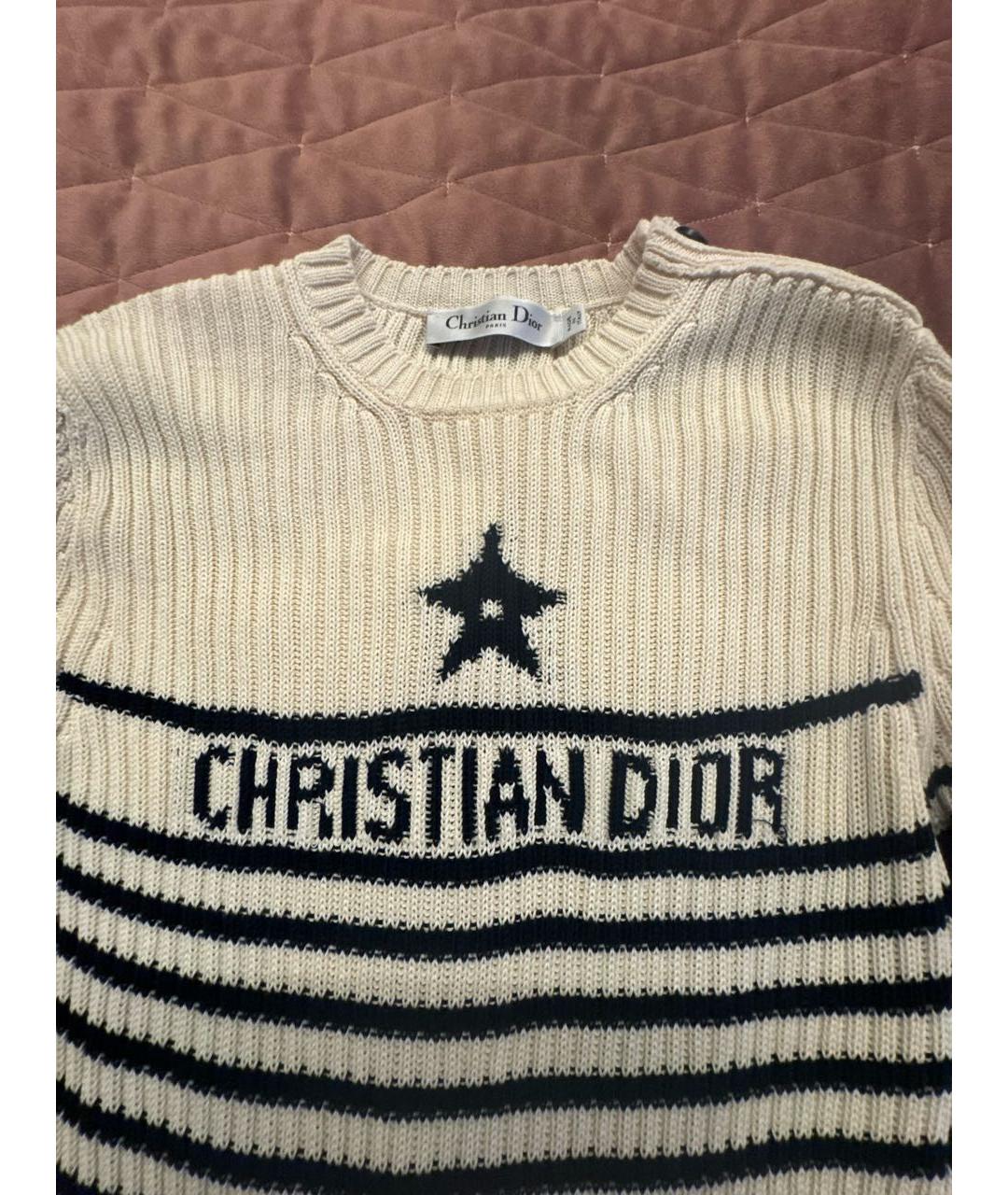 CHRISTIAN DIOR Бежевый хлопковый джемпер / свитер, фото 2
