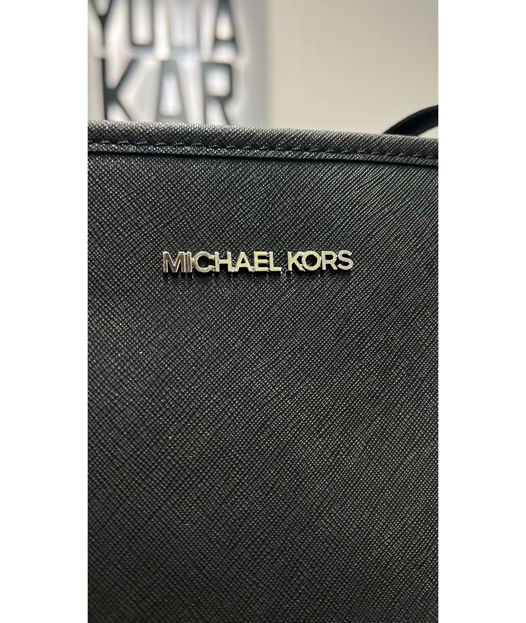 MICHAEL KORS Черная кожаная сумка тоут, фото 5