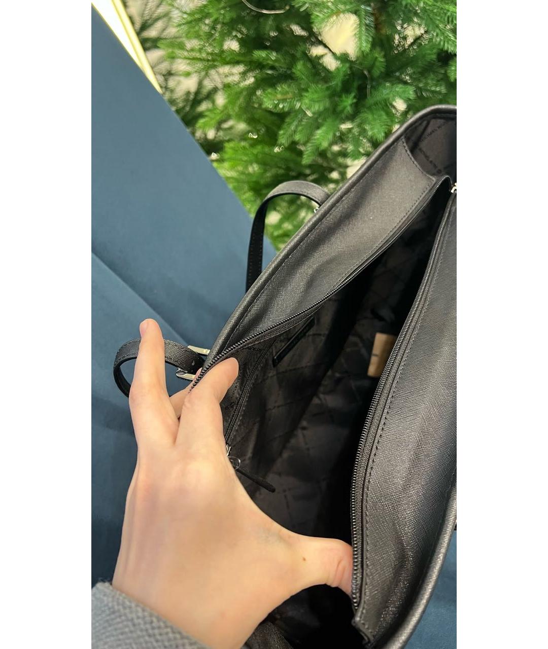 MICHAEL KORS Черная кожаная сумка тоут, фото 4