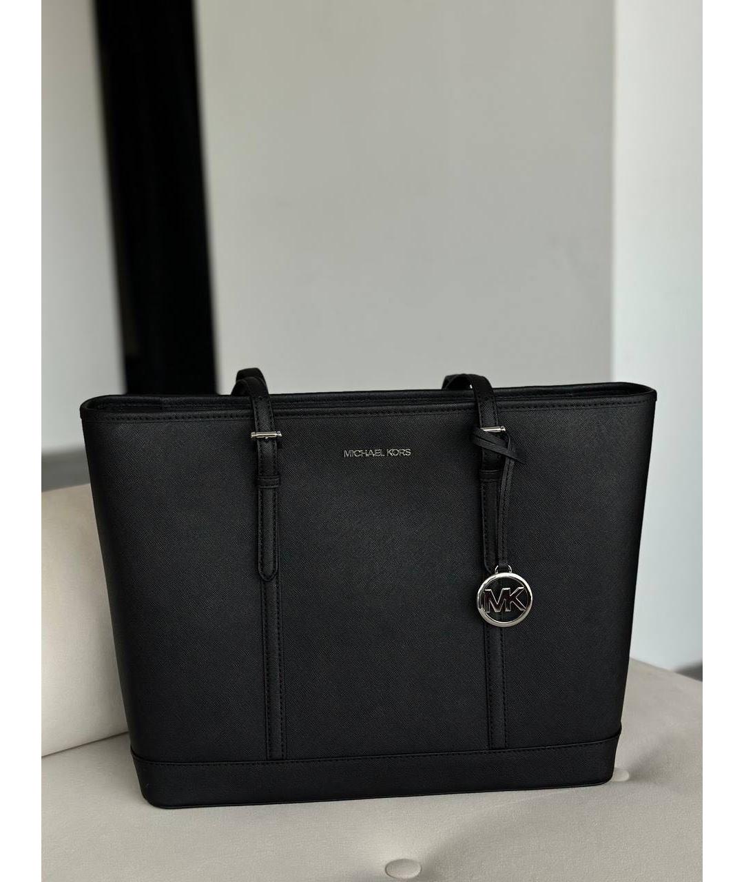 MICHAEL KORS Черная кожаная сумка тоут, фото 7