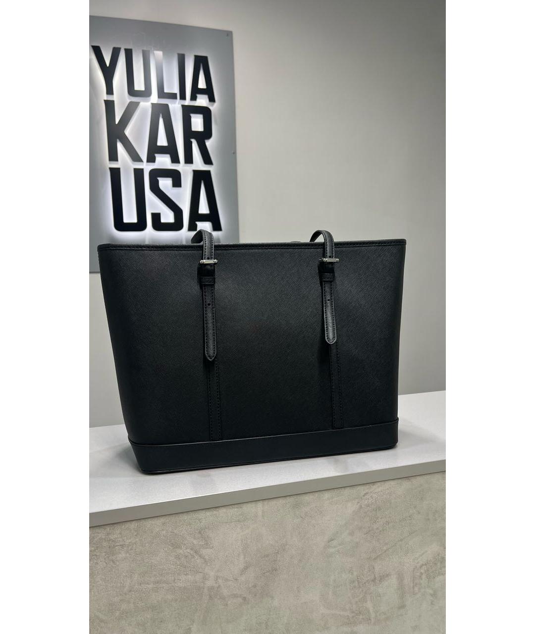 MICHAEL KORS Черная кожаная сумка тоут, фото 3