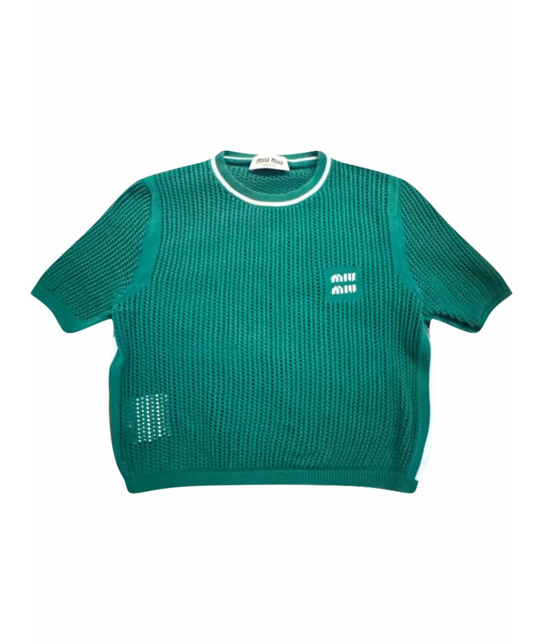 MIU MIU Зеленая хлопковая футболка, фото 1