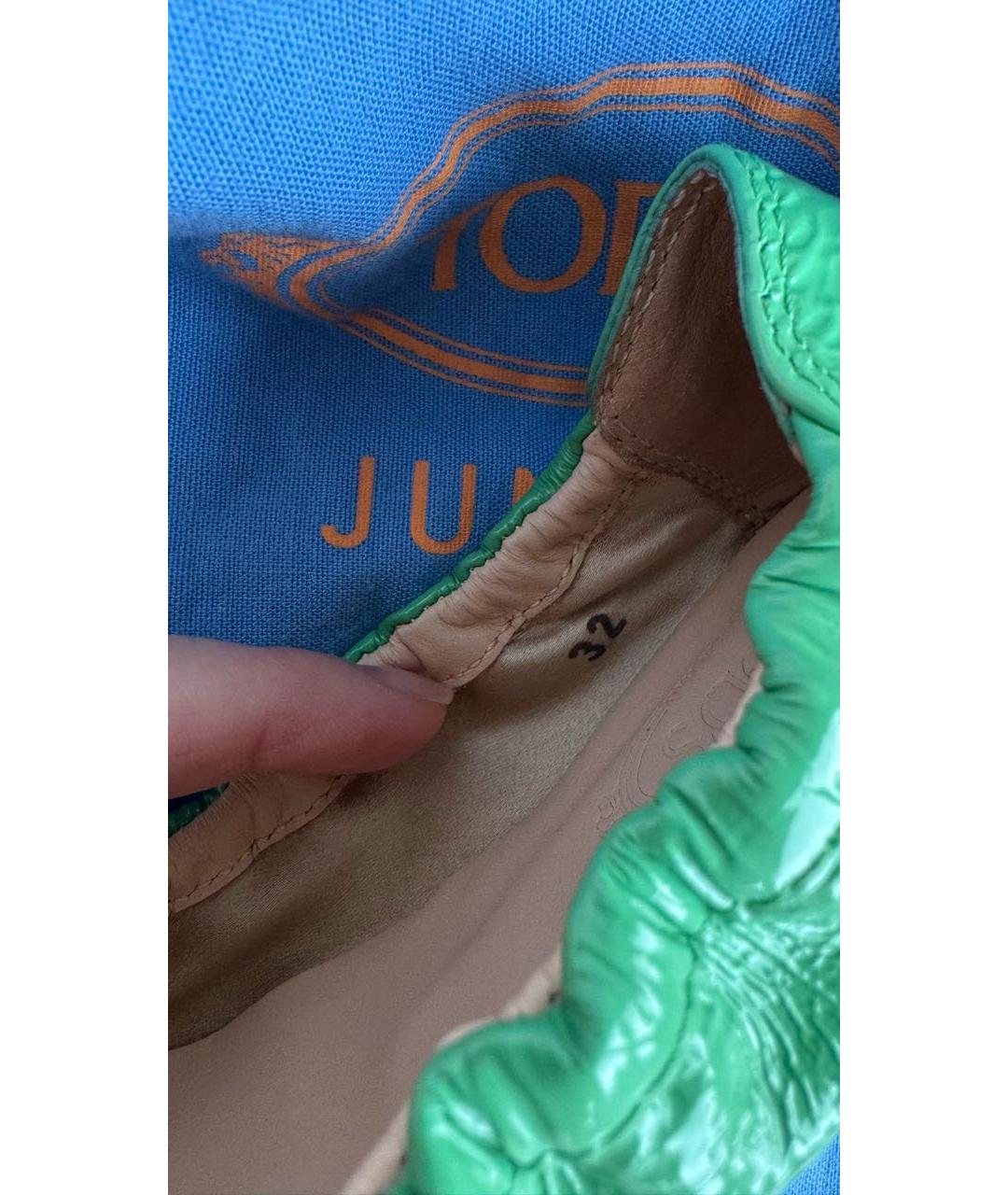 TOD'S Зеленые балетки из лакированной кожи, фото 5