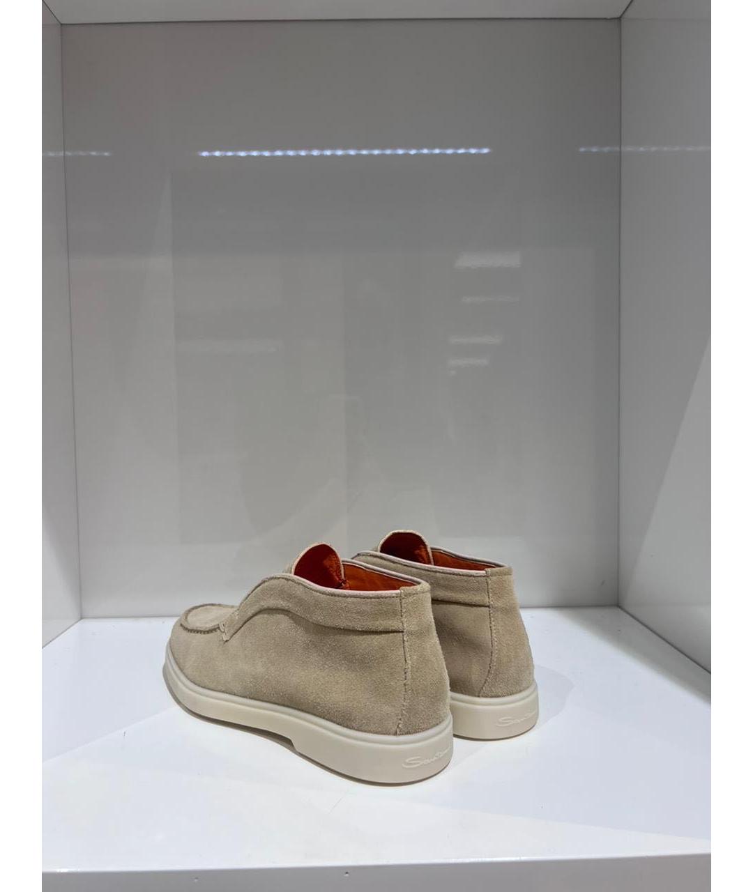 SANTONI Бежевые замшевые лоферы, фото 3