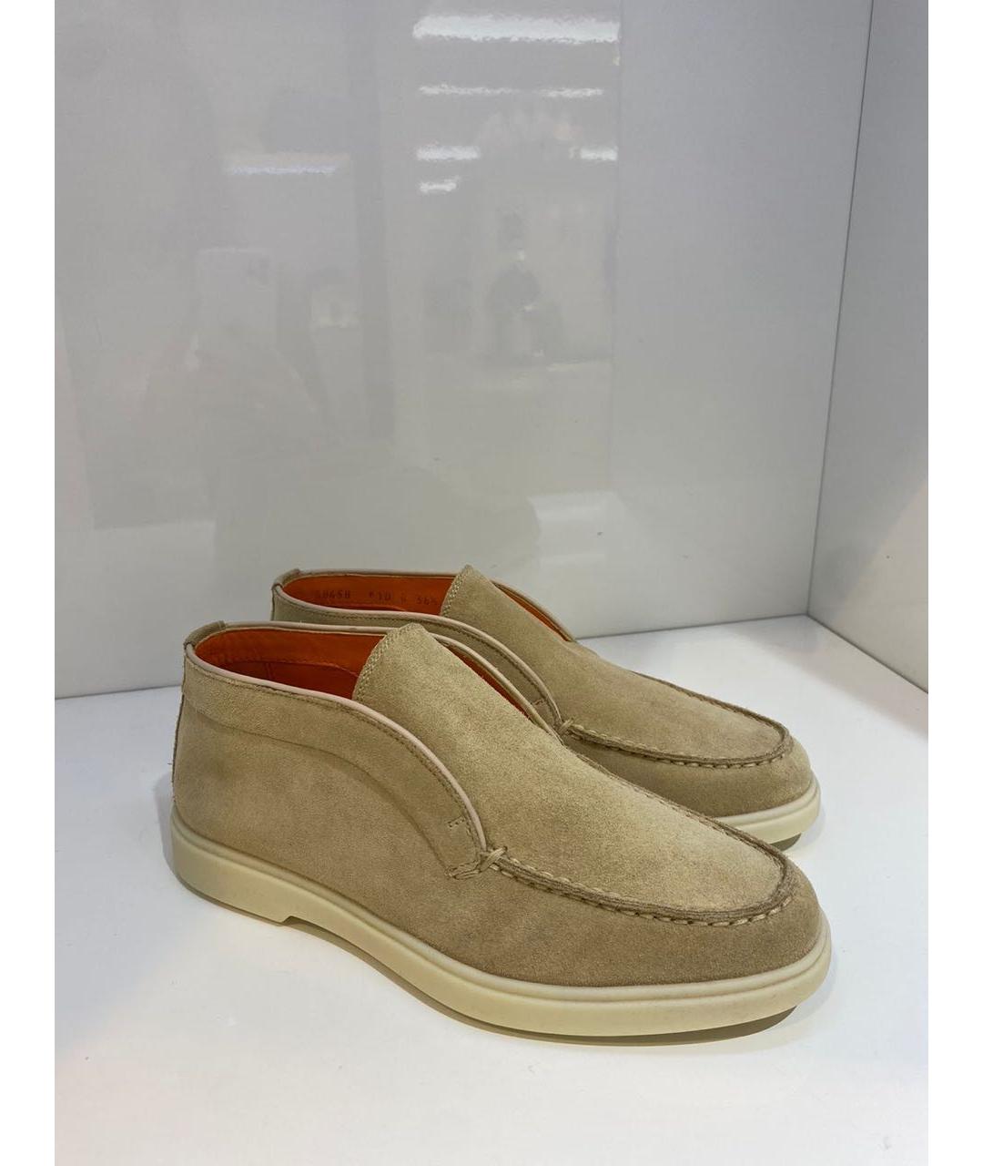 SANTONI Бежевые замшевые лоферы, фото 2