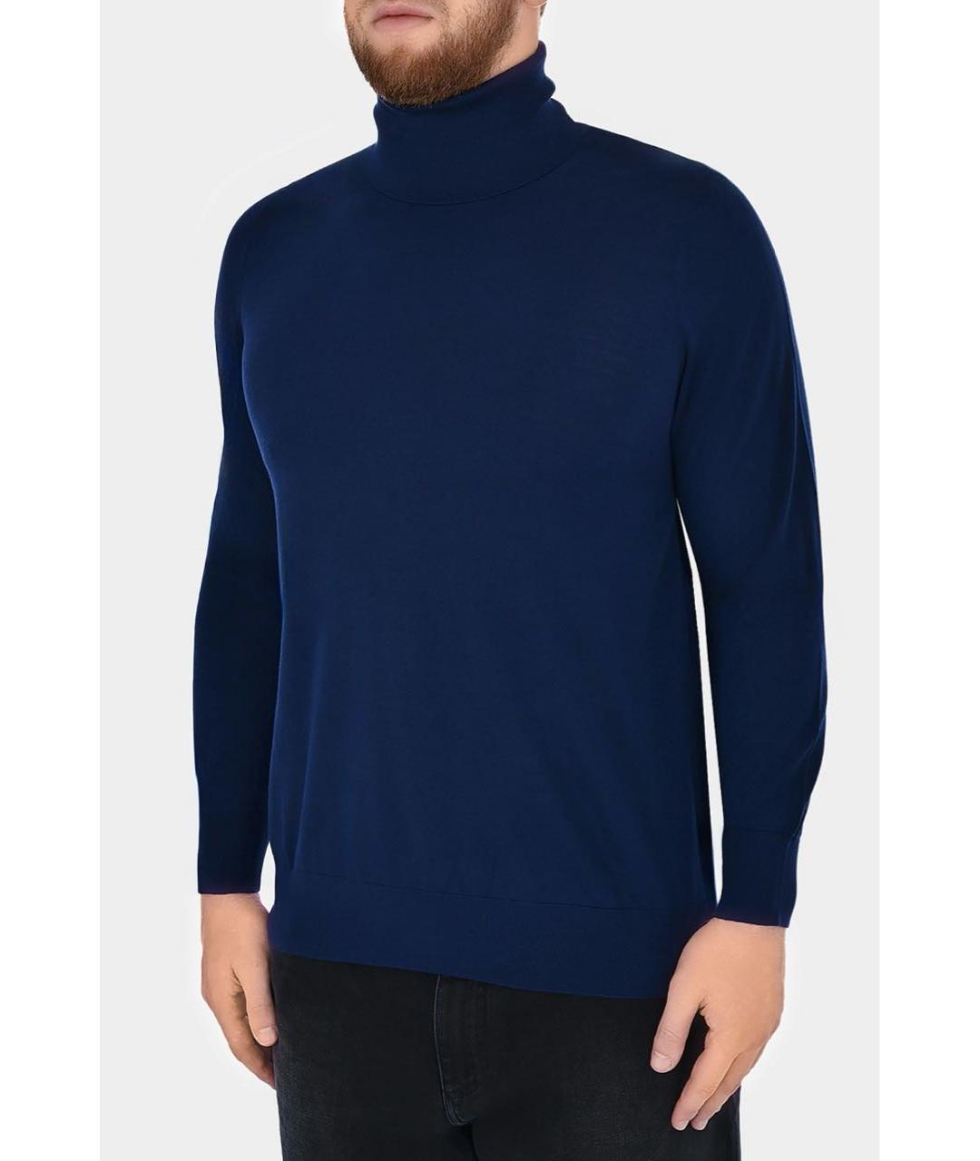 LORO PIANA Темно-синяя шерстяная водолазка, фото 7