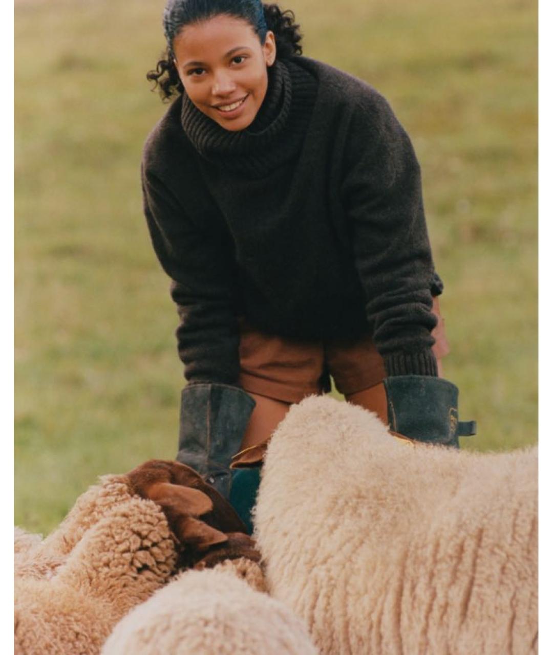 SPORTY AND RICH Коричневый шерстяной джемпер / свитер, фото 7