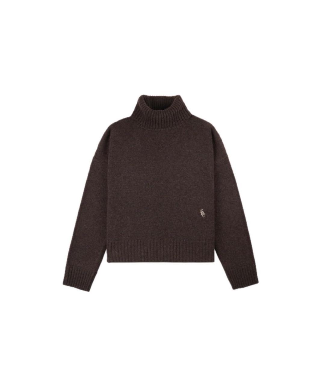 SPORTY AND RICH Коричневый шерстяной джемпер / свитер, фото 2