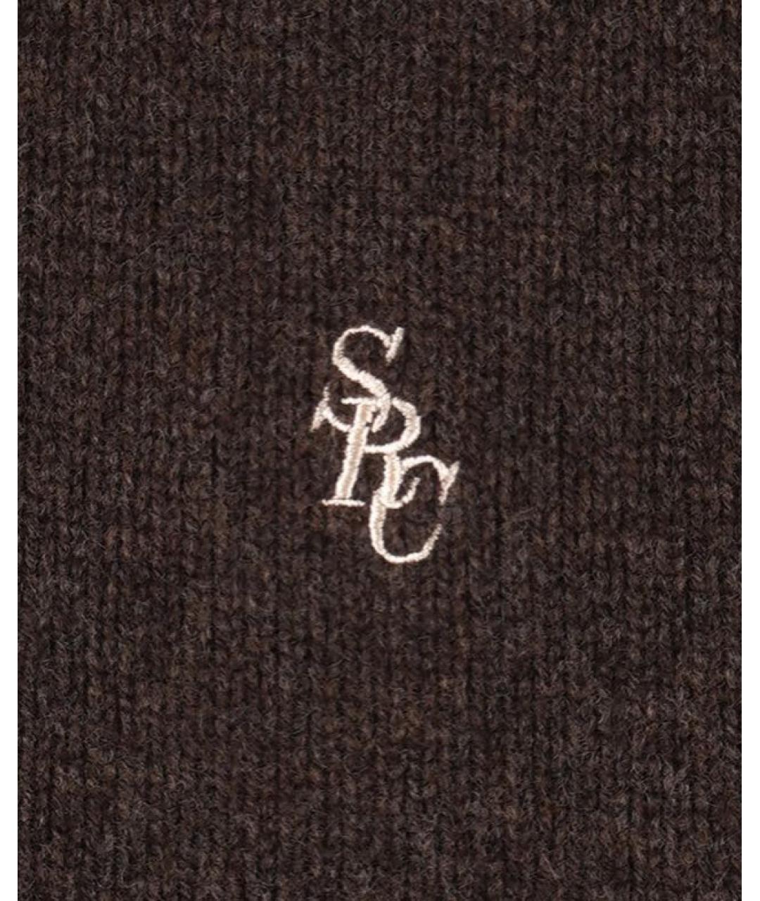 SPORTY AND RICH Коричневый шерстяной джемпер / свитер, фото 5