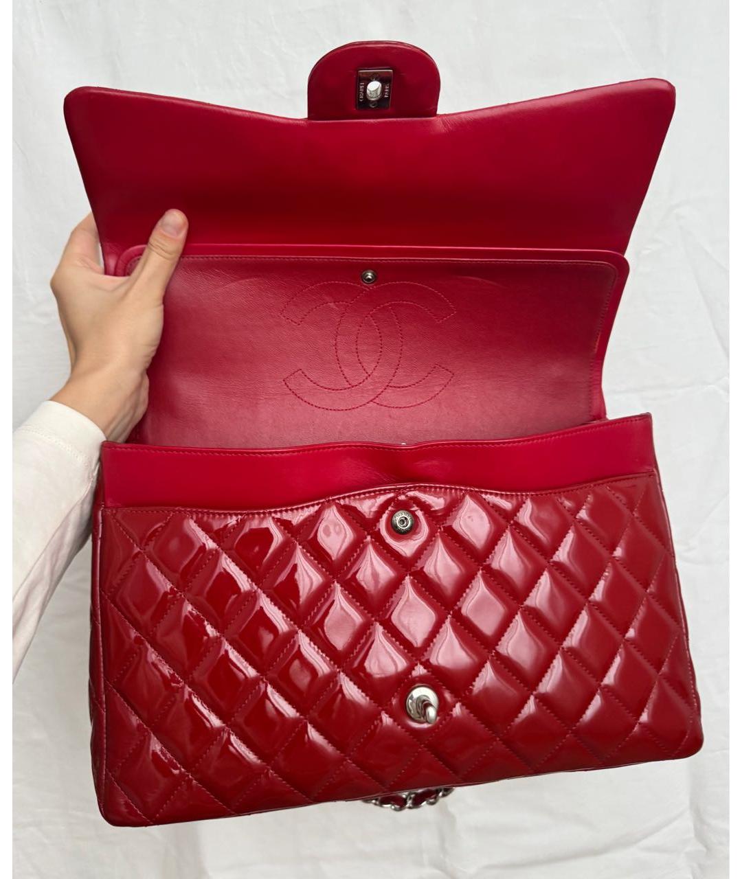 CHANEL Красная сумка через плечо из лакированной кожи, фото 8