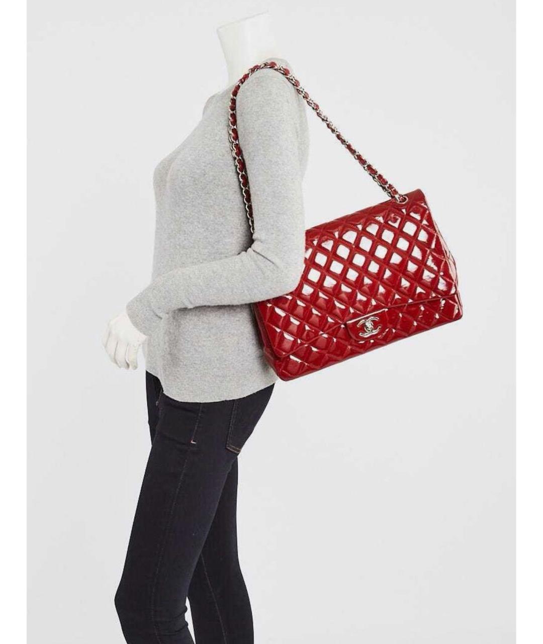 CHANEL Красная сумка через плечо из лакированной кожи, фото 2