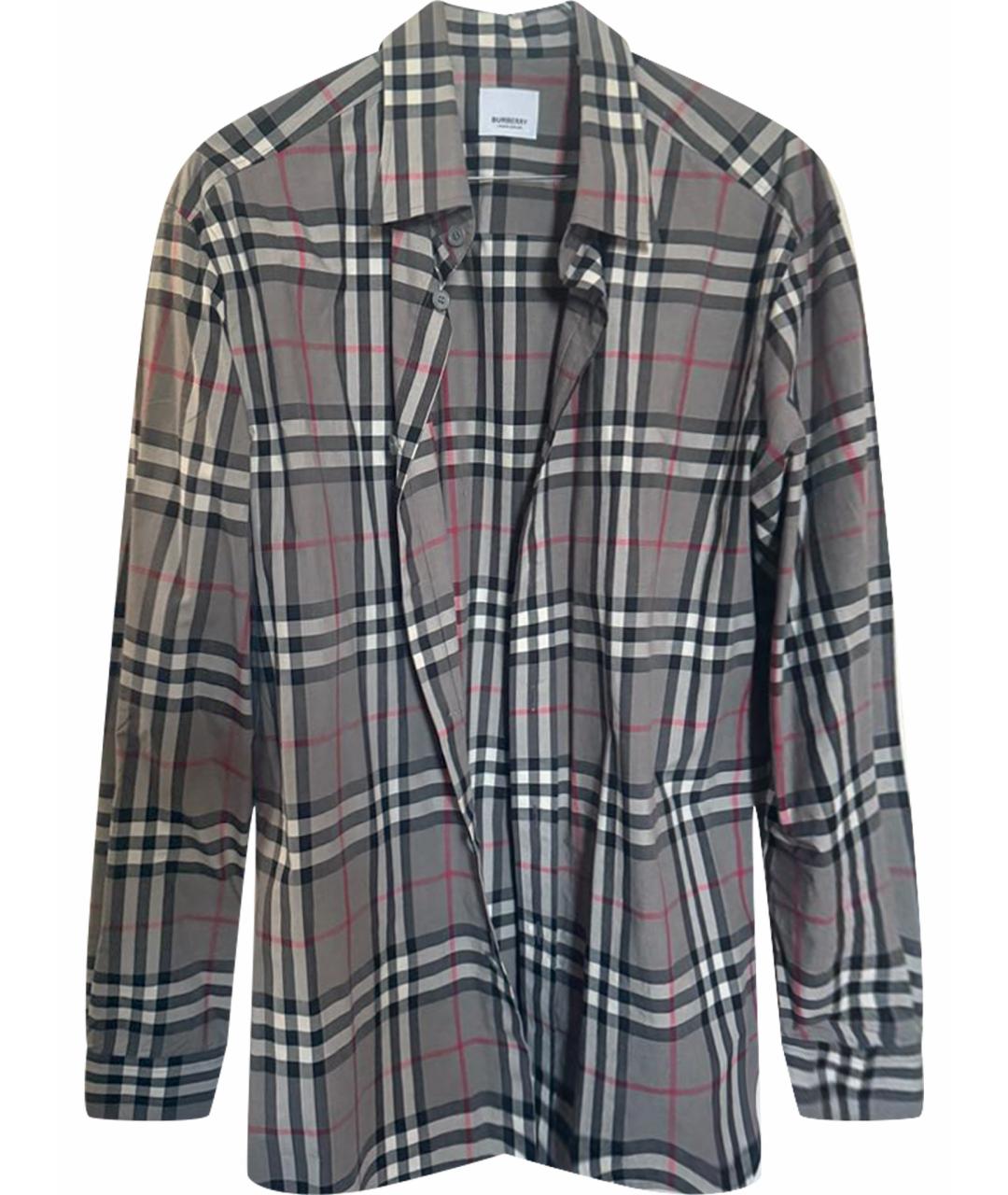 BURBERRY Серая хлопковая кэжуал рубашка, фото 1