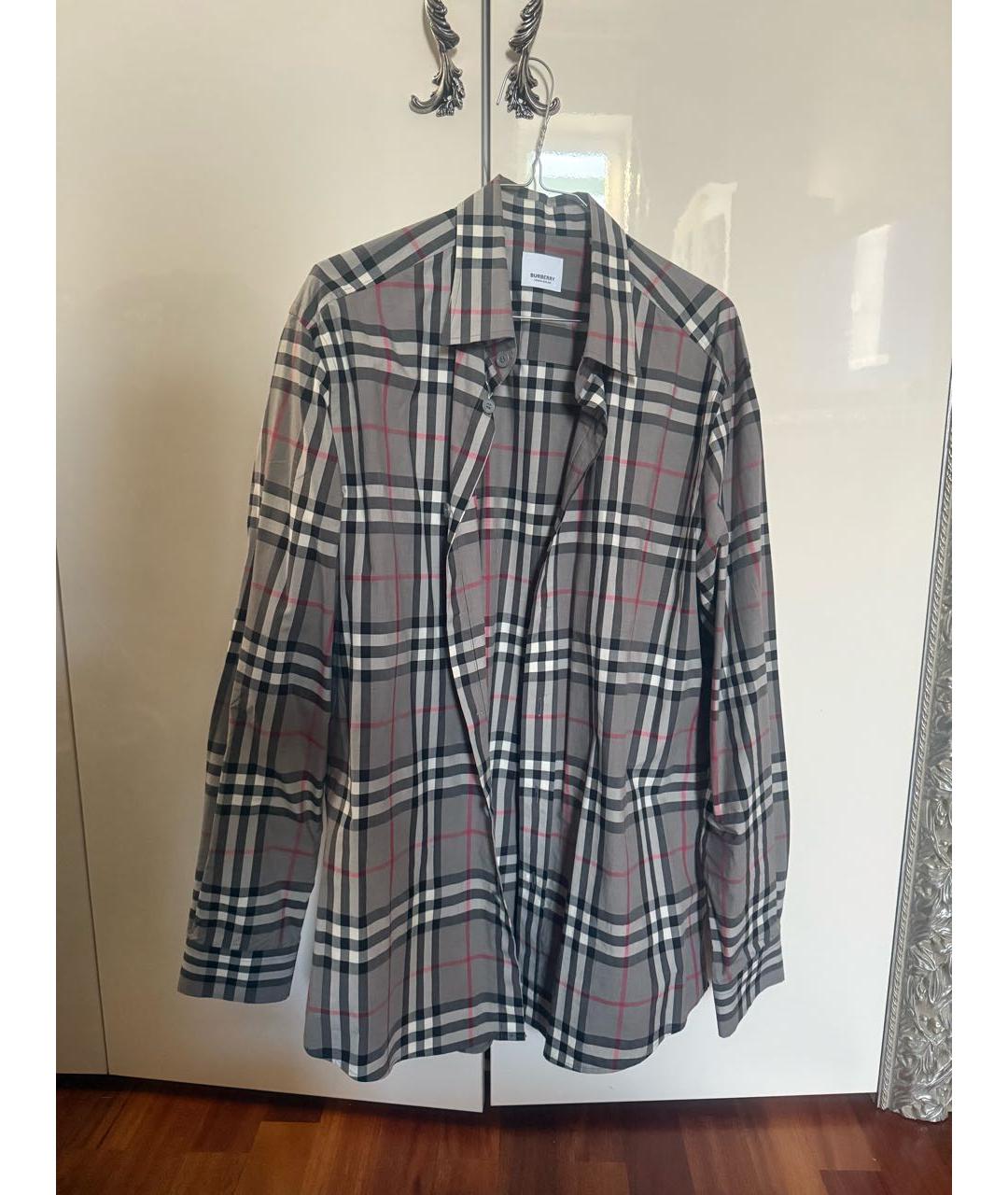 BURBERRY Серая хлопковая кэжуал рубашка, фото 5