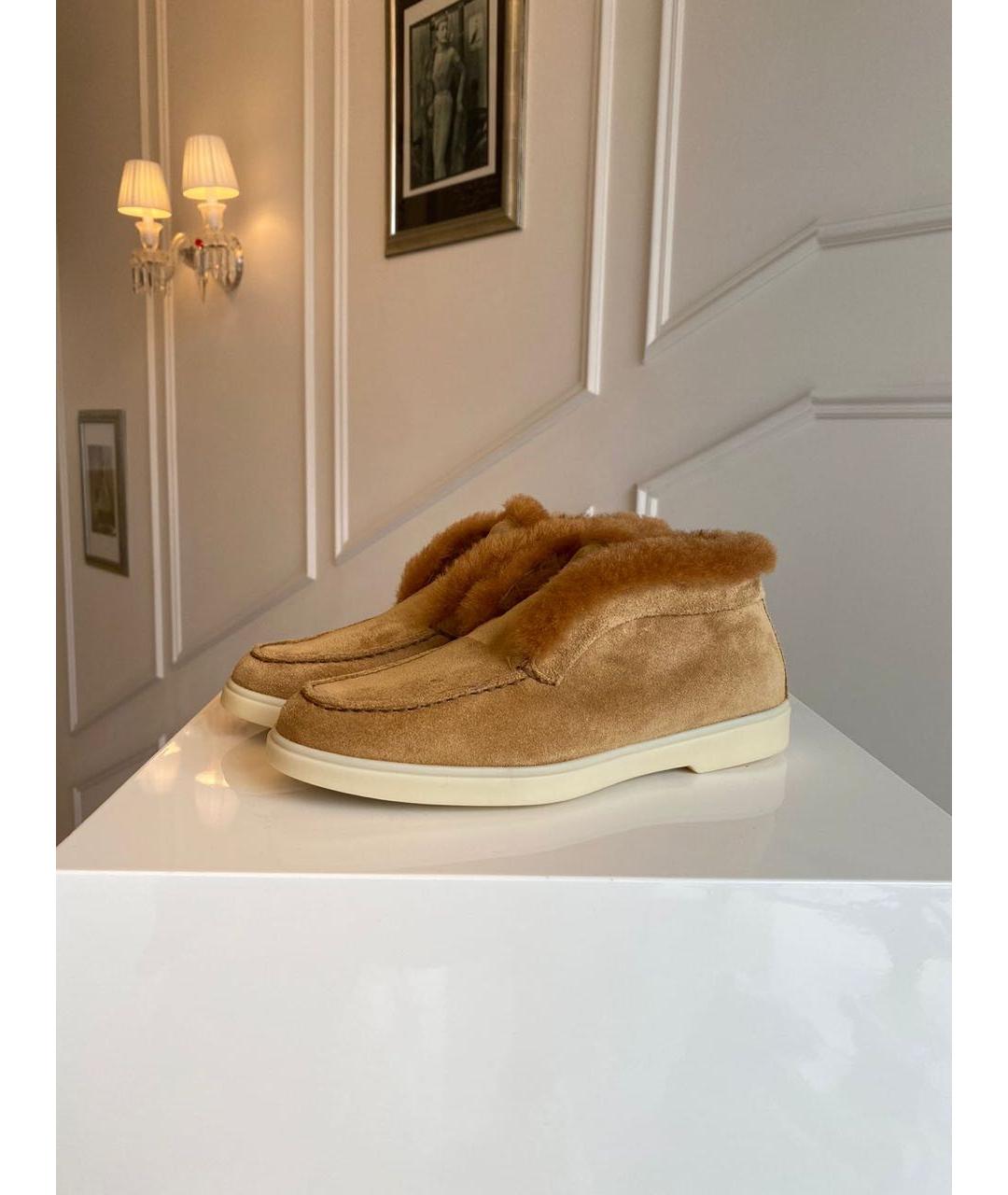 SANTONI Бежевые замшевые лоферы, фото 4
