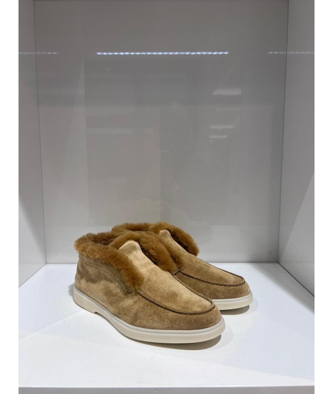 SANTONI Бежевые замшевые лоферы, фото 2