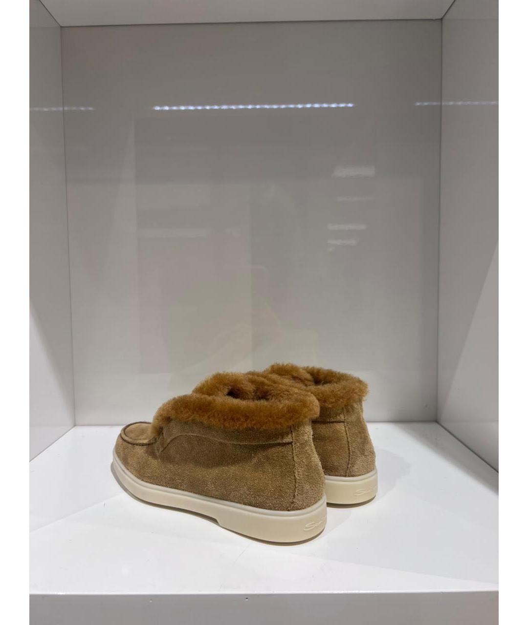 SANTONI Бежевые замшевые лоферы, фото 3