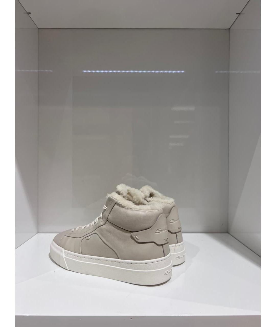 SANTONI Серые кожаные кеды, фото 3