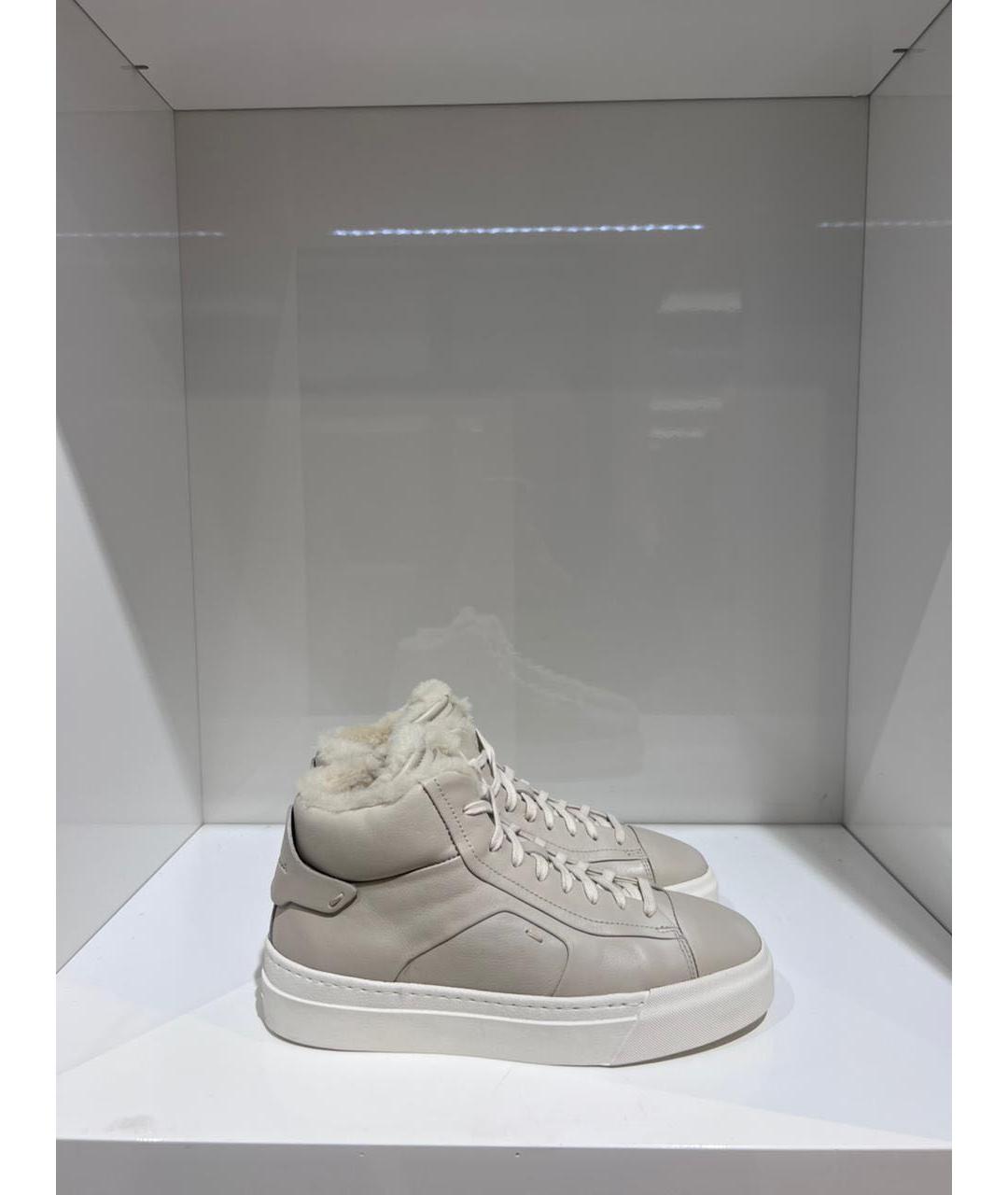 SANTONI Серые кожаные кеды, фото 4