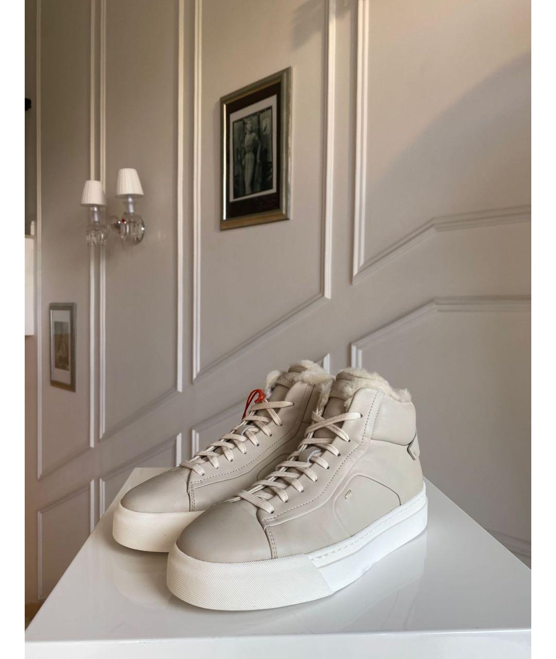 SANTONI Серые кожаные кеды, фото 2