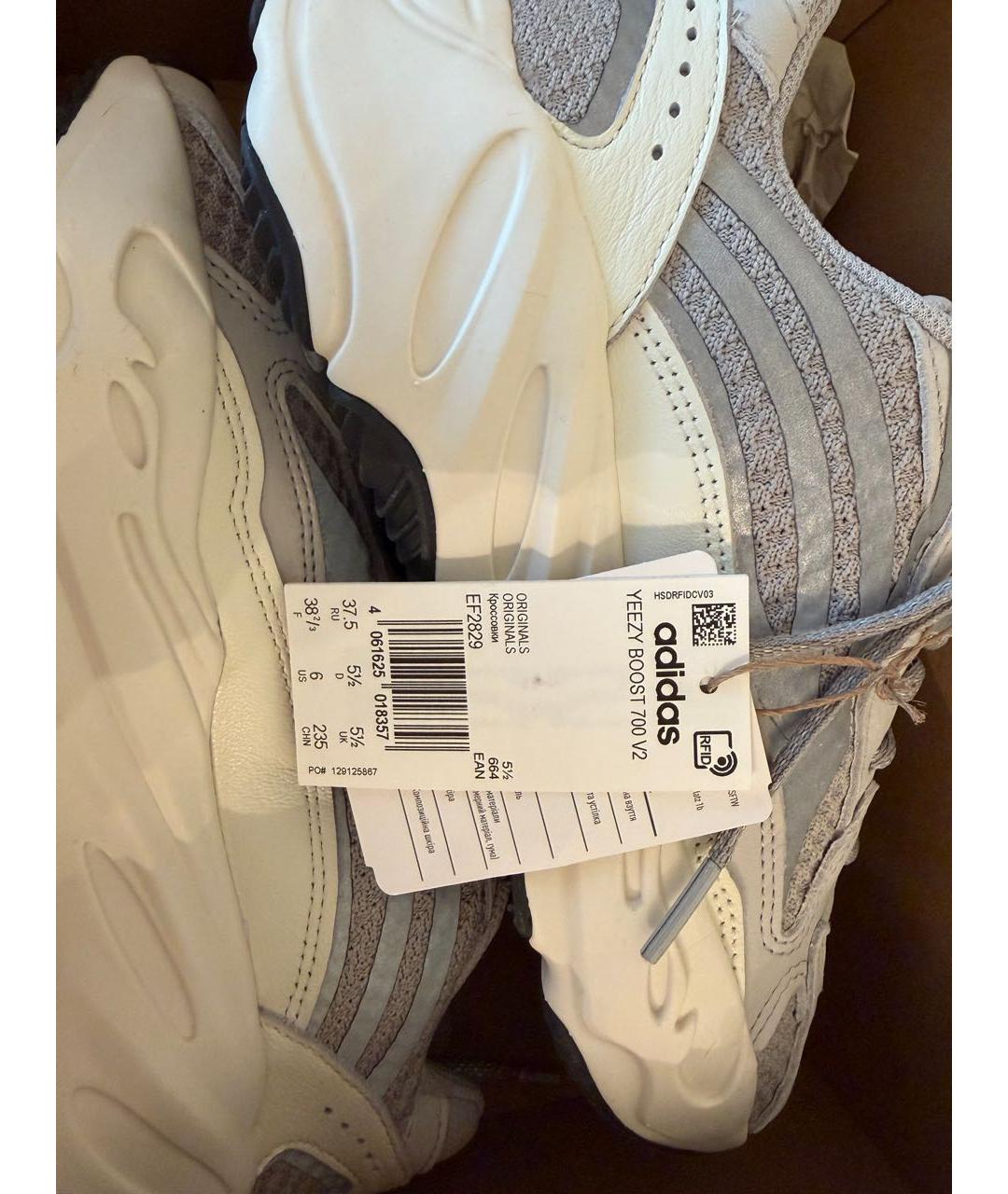 ADIDAS YEEZY Белые текстильные низкие кроссовки / кеды, фото 3