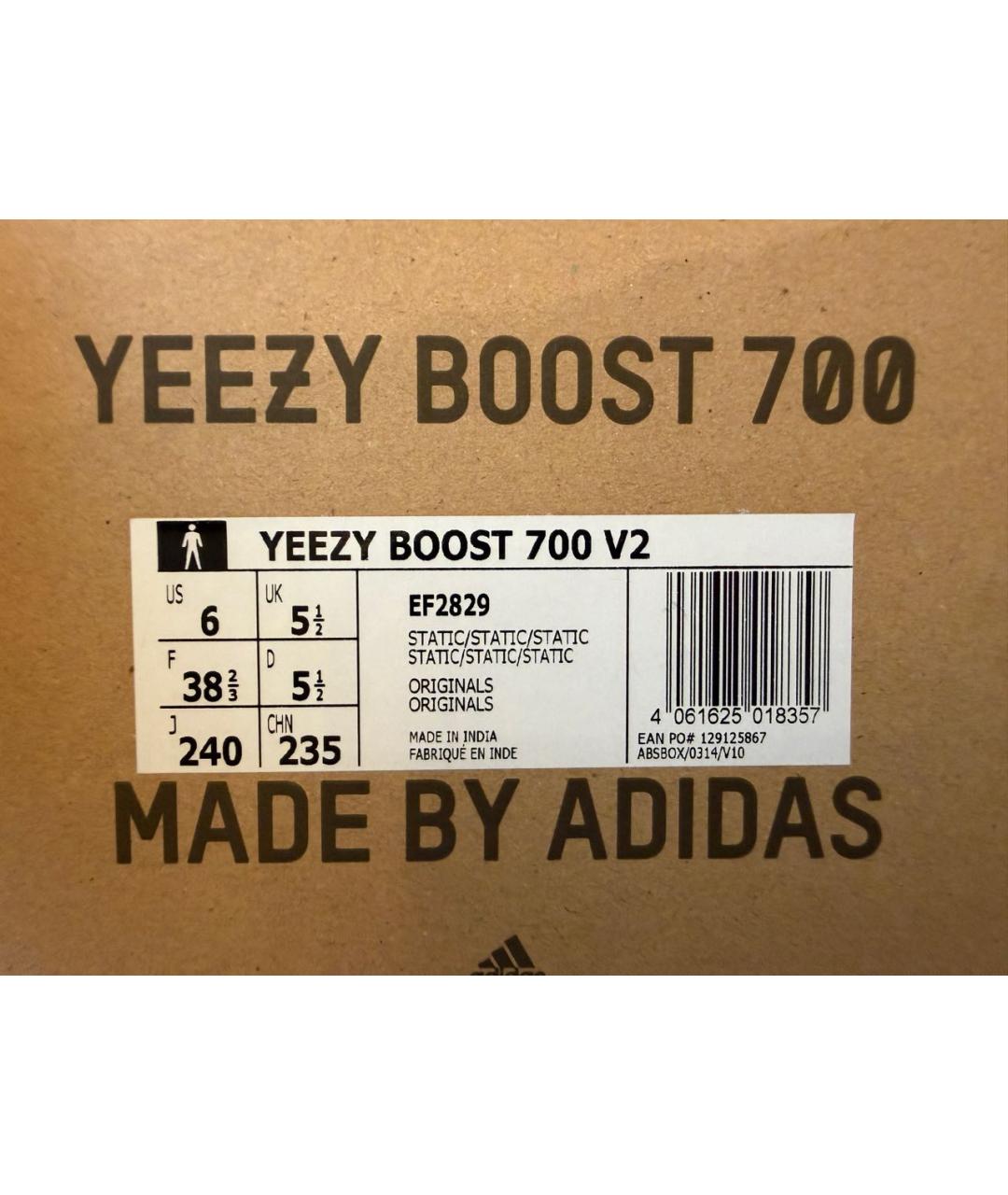 ADIDAS YEEZY Белые текстильные низкие кроссовки / кеды, фото 4