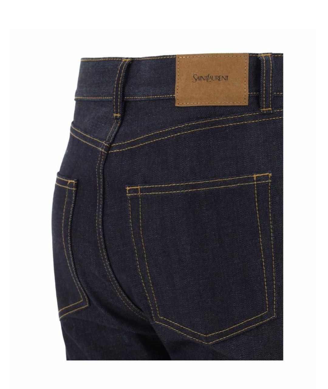 SAINT LAURENT Темно-синие хлопковые прямые джинсы, фото 3
