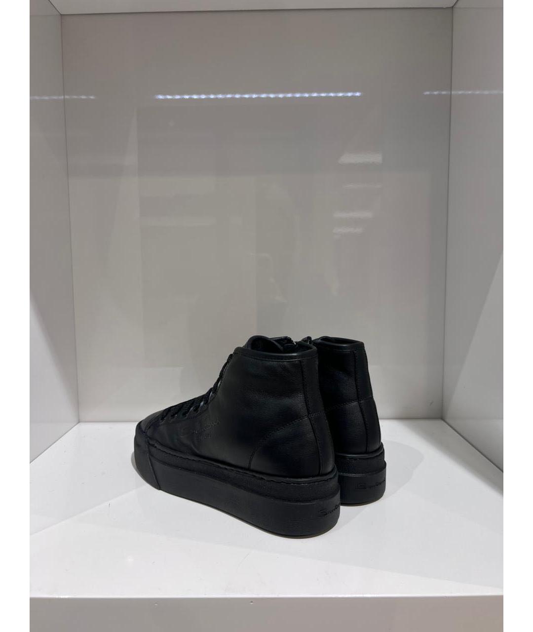 SANTONI Черные кожаные кеды, фото 3