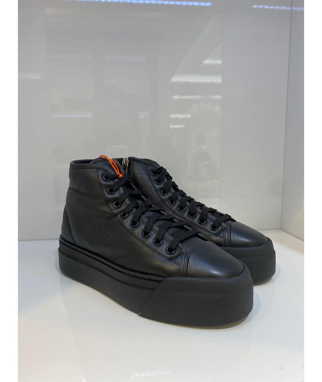 SANTONI Черные кожаные кеды, фото 2