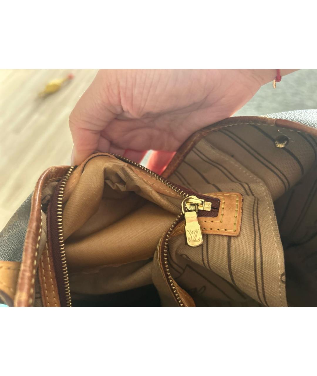 LOUIS VUITTON Коричневая кожаная сумка тоут, фото 6