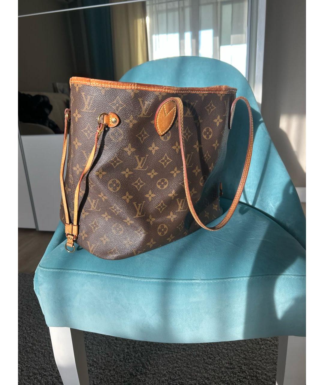 LOUIS VUITTON Коричневая кожаная сумка тоут, фото 3