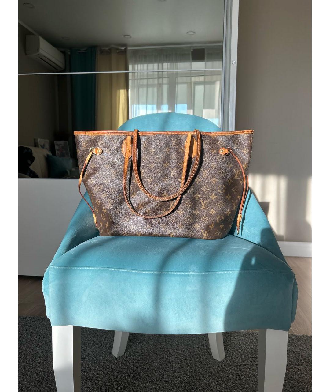 LOUIS VUITTON Коричневая кожаная сумка тоут, фото 9