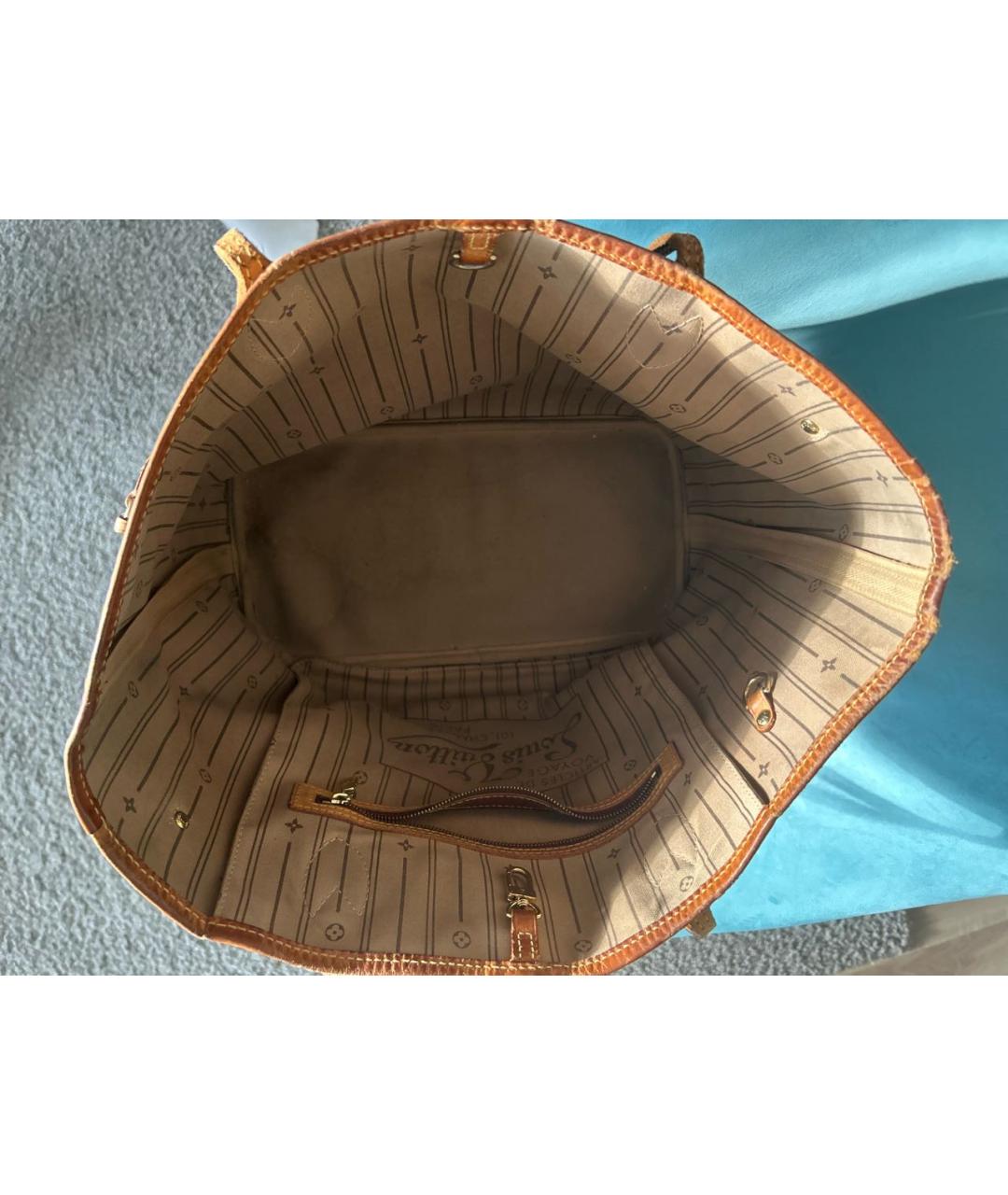 LOUIS VUITTON Коричневая кожаная сумка тоут, фото 4