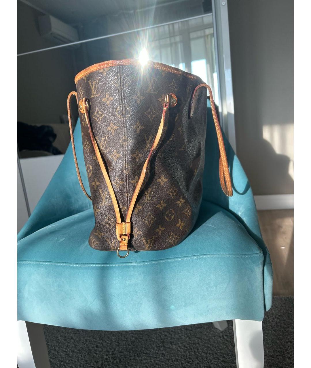 LOUIS VUITTON Коричневая кожаная сумка тоут, фото 2