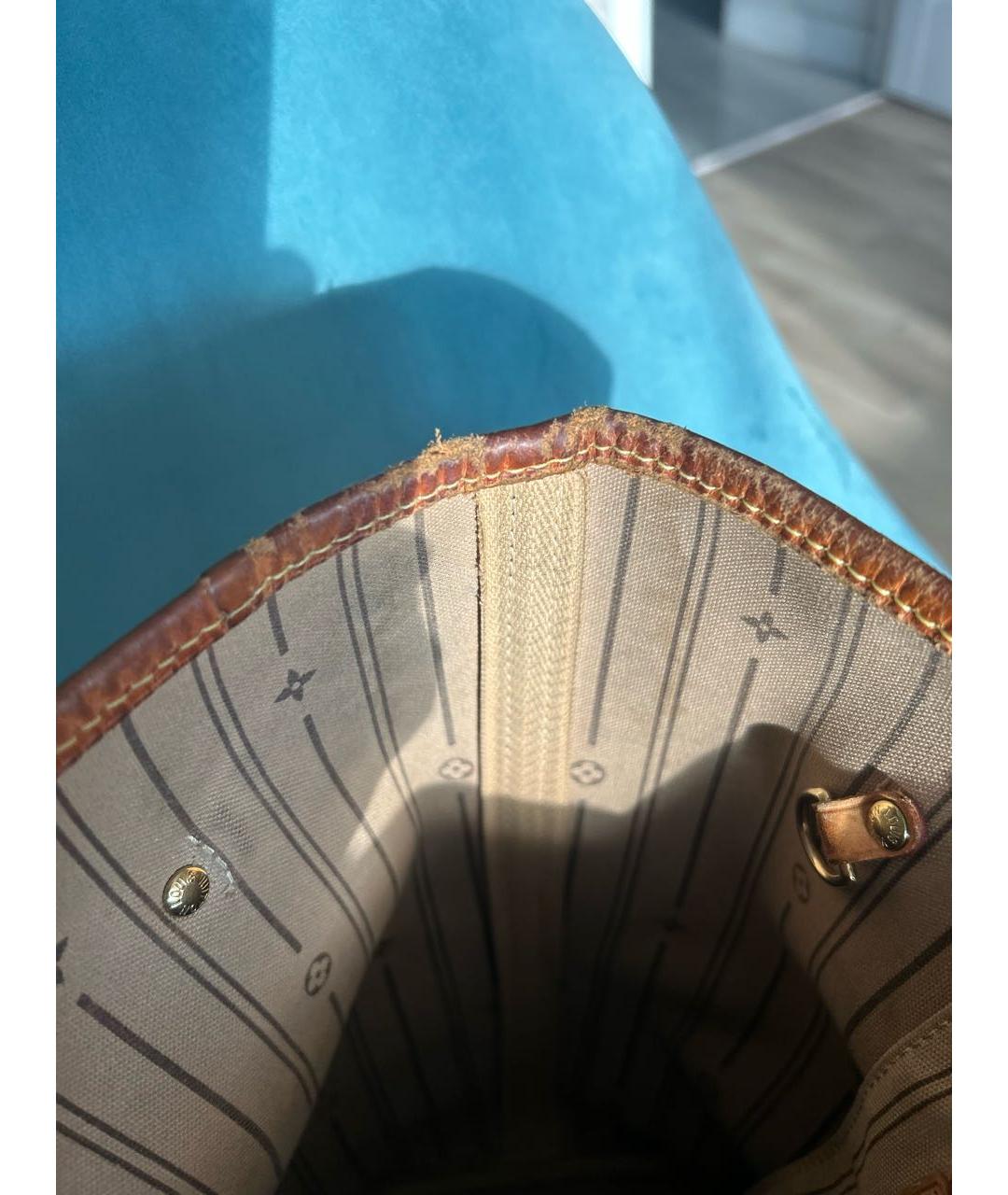 LOUIS VUITTON Коричневая кожаная сумка тоут, фото 8