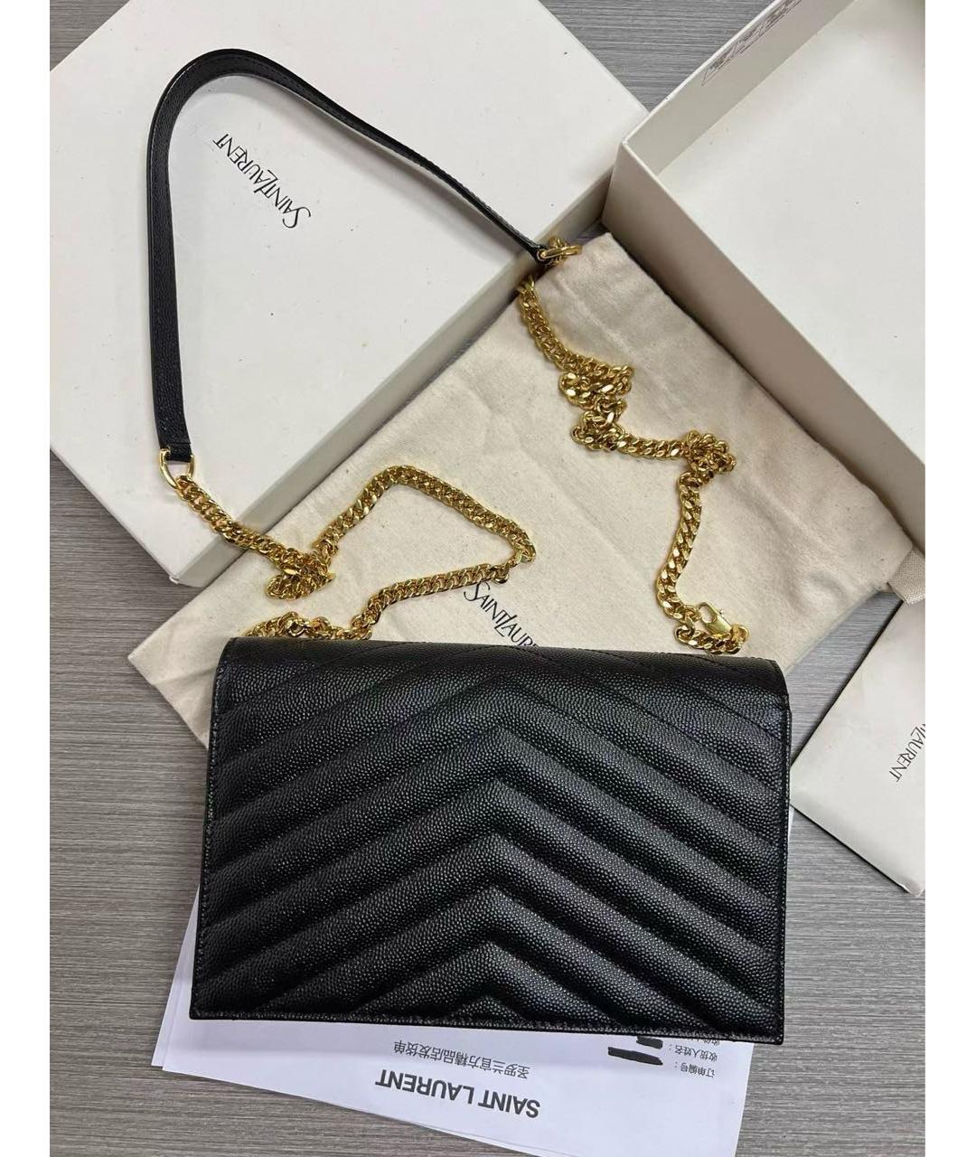 SAINT LAURENT Черная кожаная сумка через плечо, фото 3