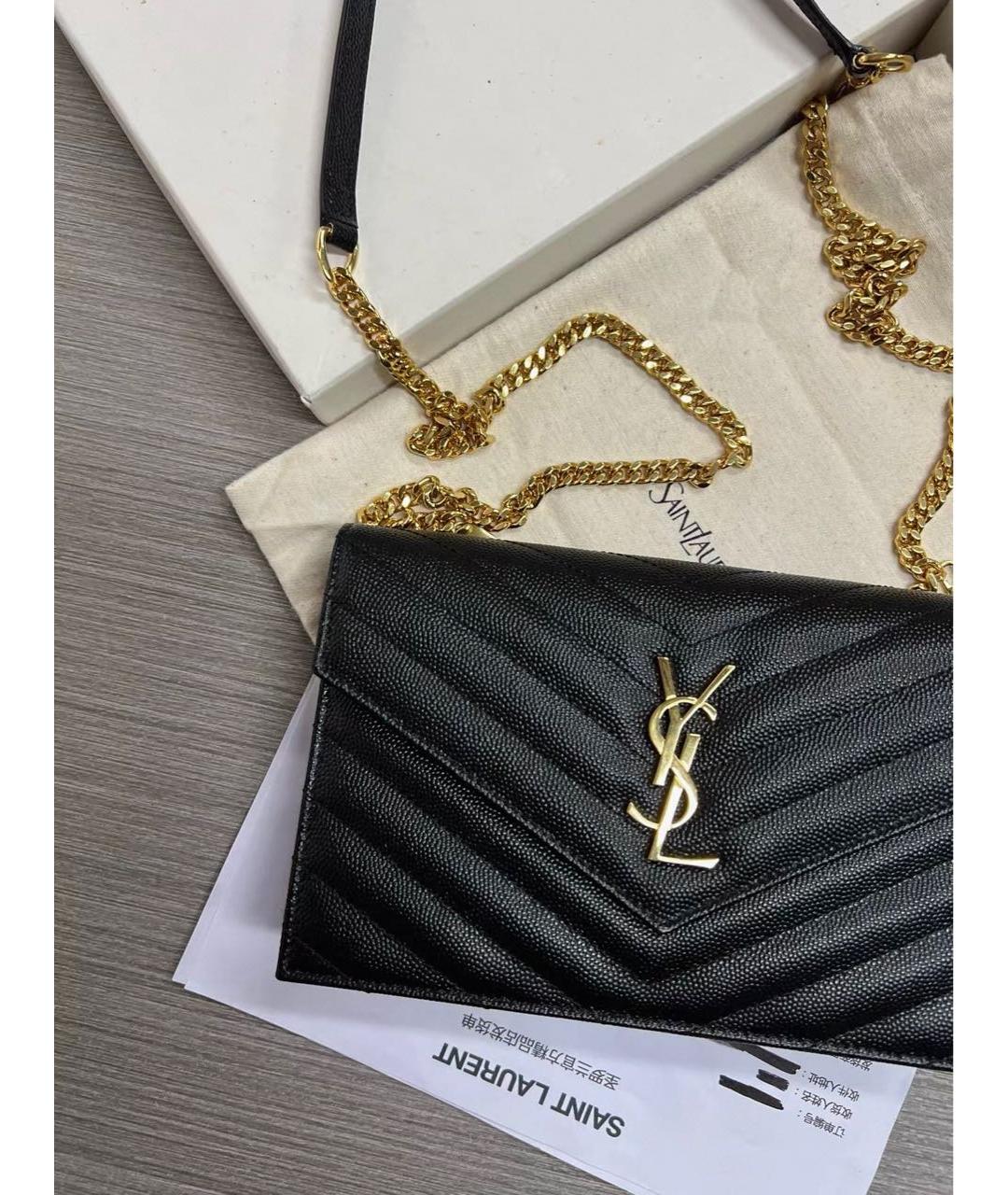 SAINT LAURENT Черная кожаная сумка через плечо, фото 4