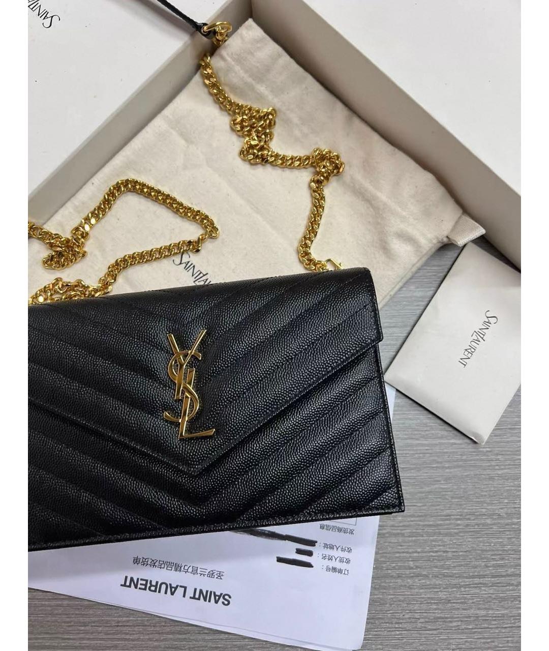 SAINT LAURENT Черная кожаная сумка через плечо, фото 5