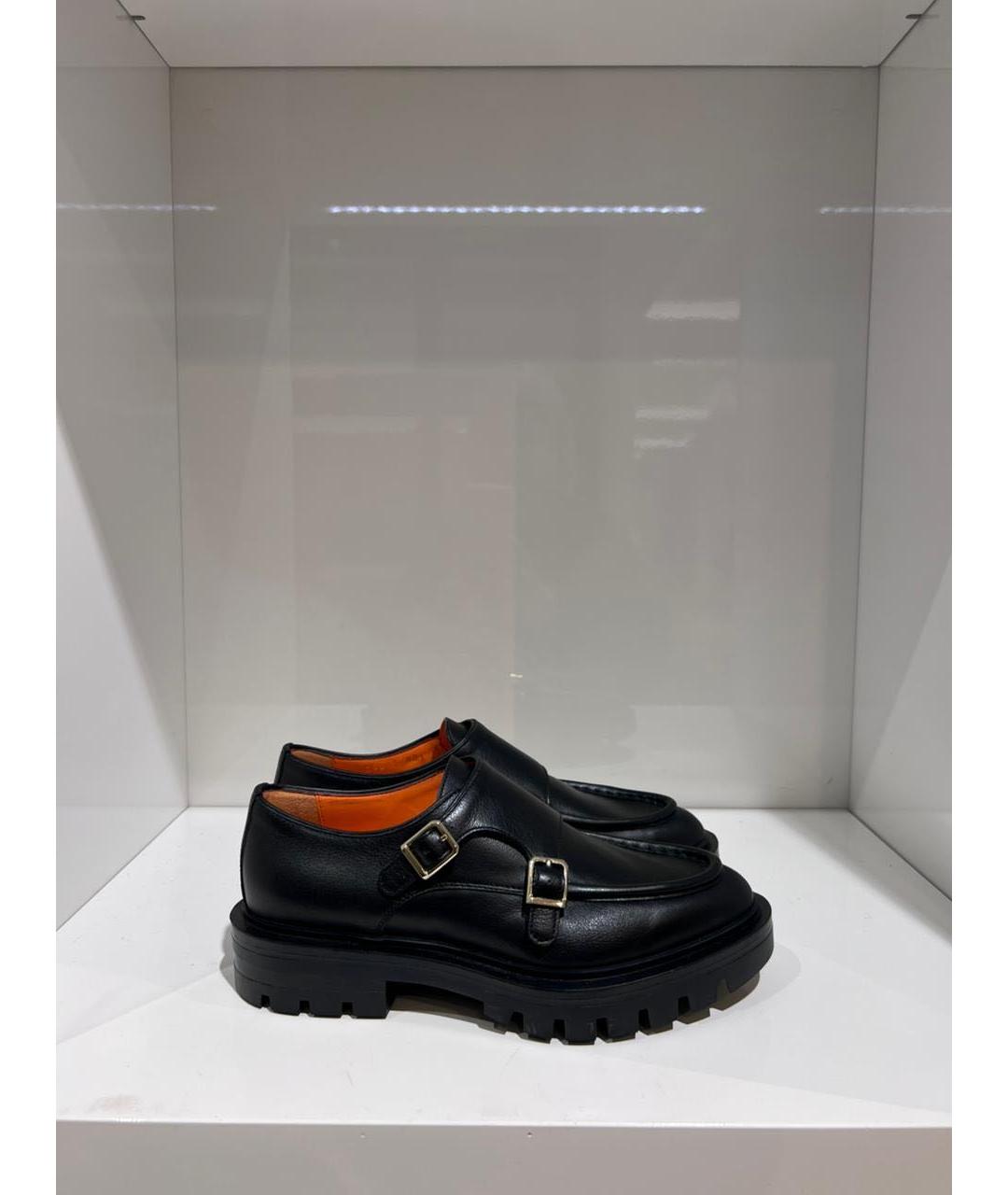 SANTONI Черные кожаные туфли, фото 4