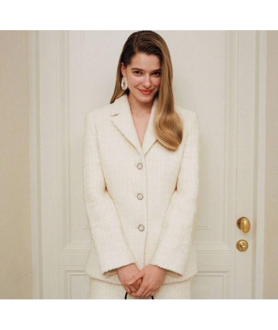 12 STOREEZ Белый твидовый жакет/пиджак, фото 6