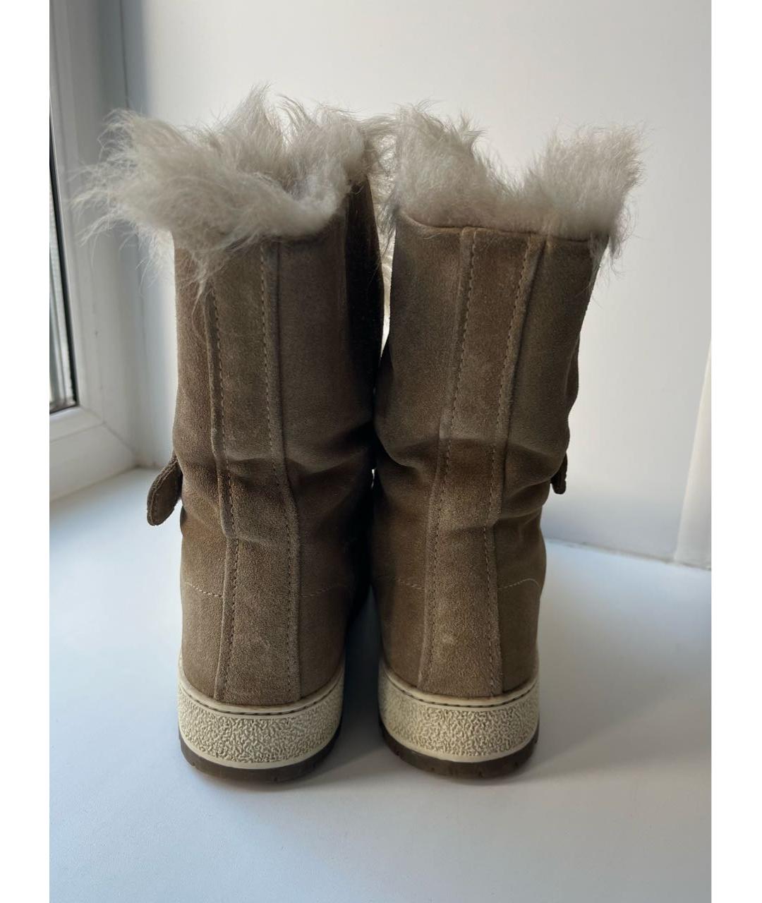 PRADA Бежевые замшевые ботинки, фото 4