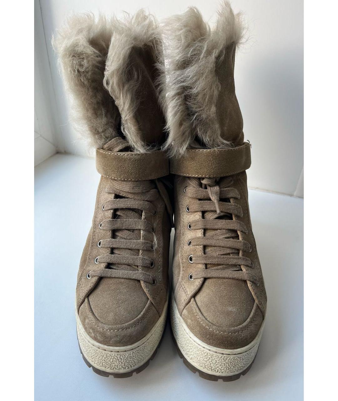 PRADA Бежевые замшевые ботинки, фото 2