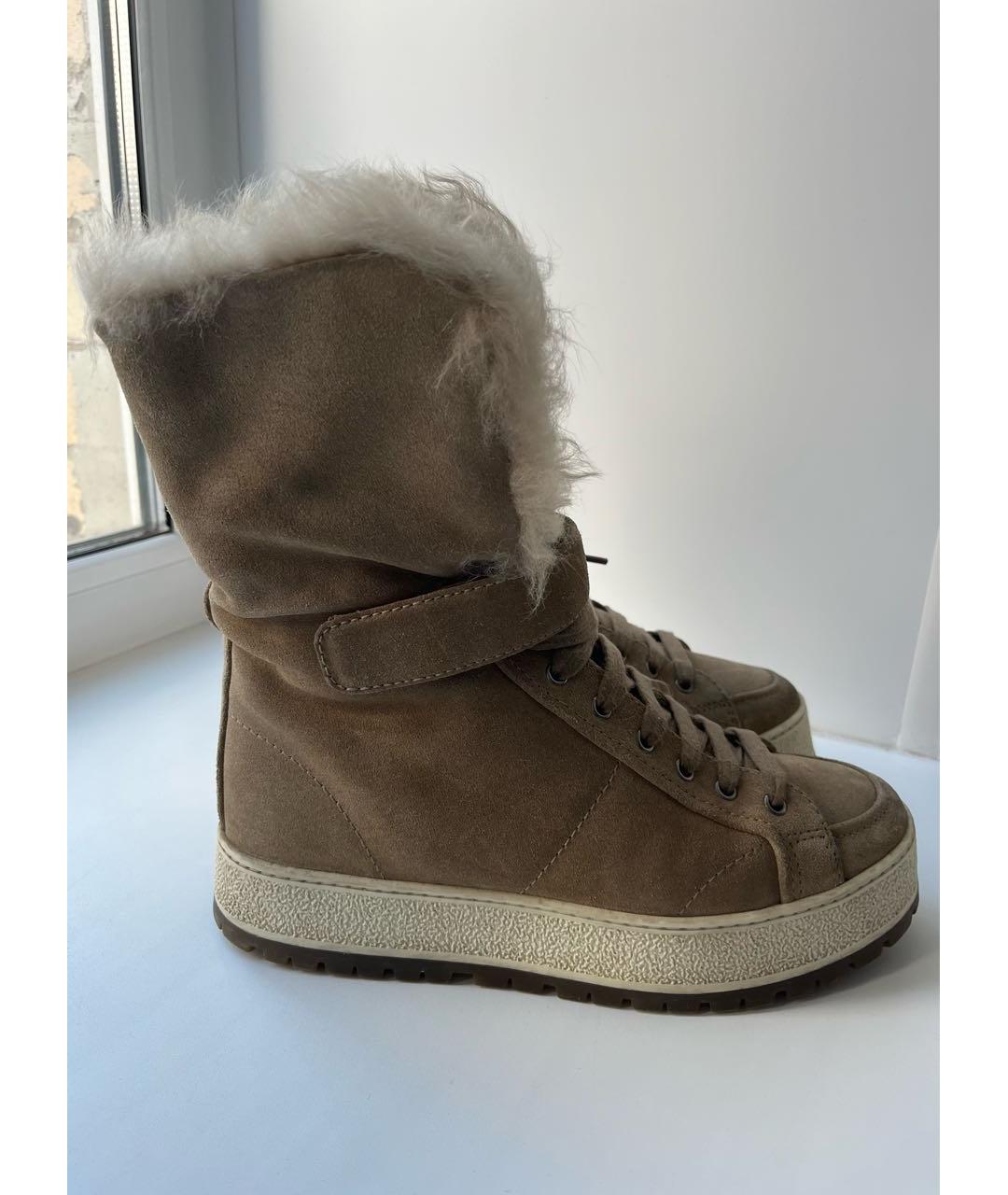 PRADA Бежевые замшевые ботинки, фото 8