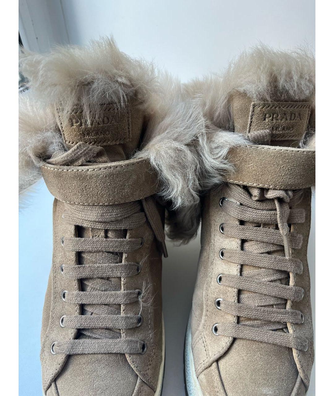 PRADA Бежевые замшевые ботинки, фото 5
