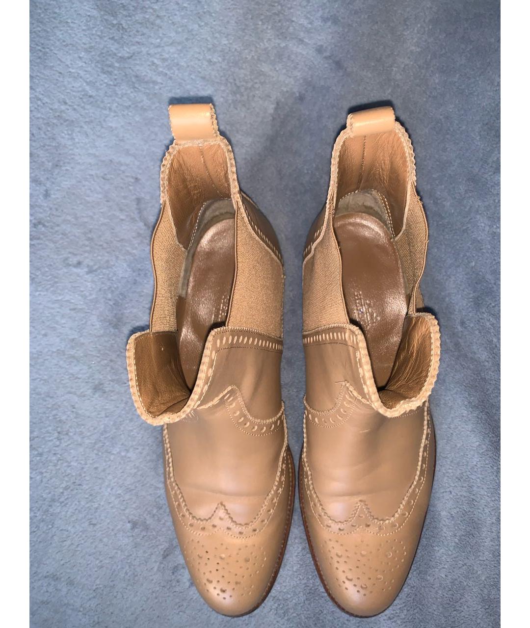 HERMES Коричневые кожаные полусапоги, фото 3