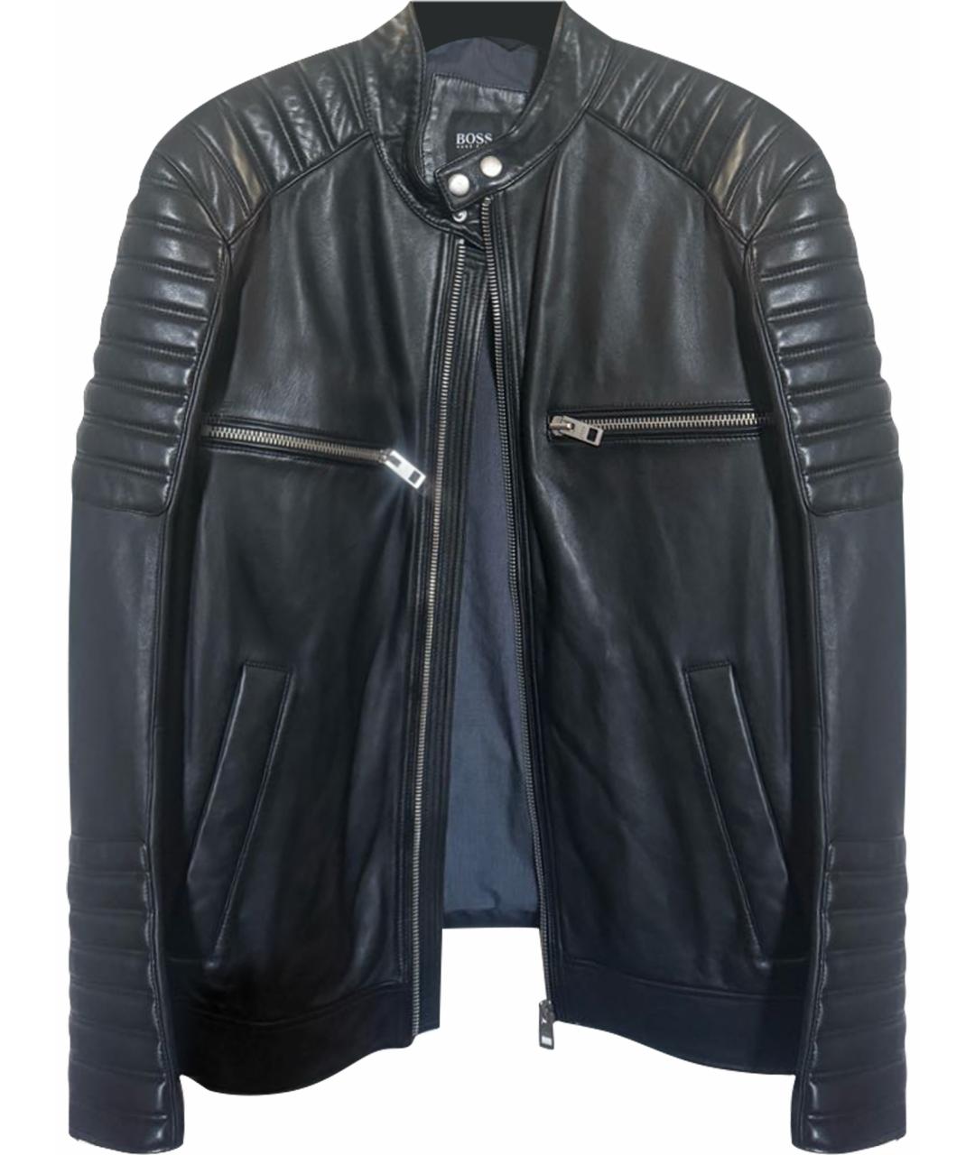 HUGO BOSS Черная кожаная куртка, фото 1