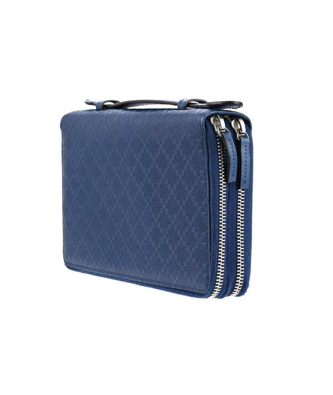 GUCCI Темно-синяя кожаная барсетка, фото 2