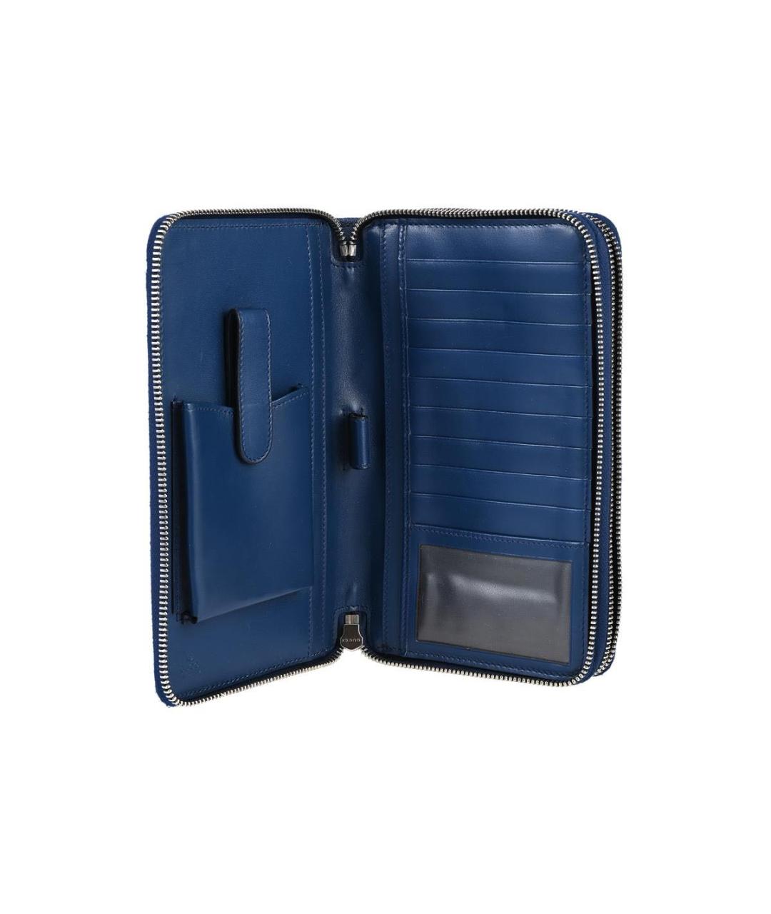 GUCCI Темно-синяя кожаная барсетка, фото 3