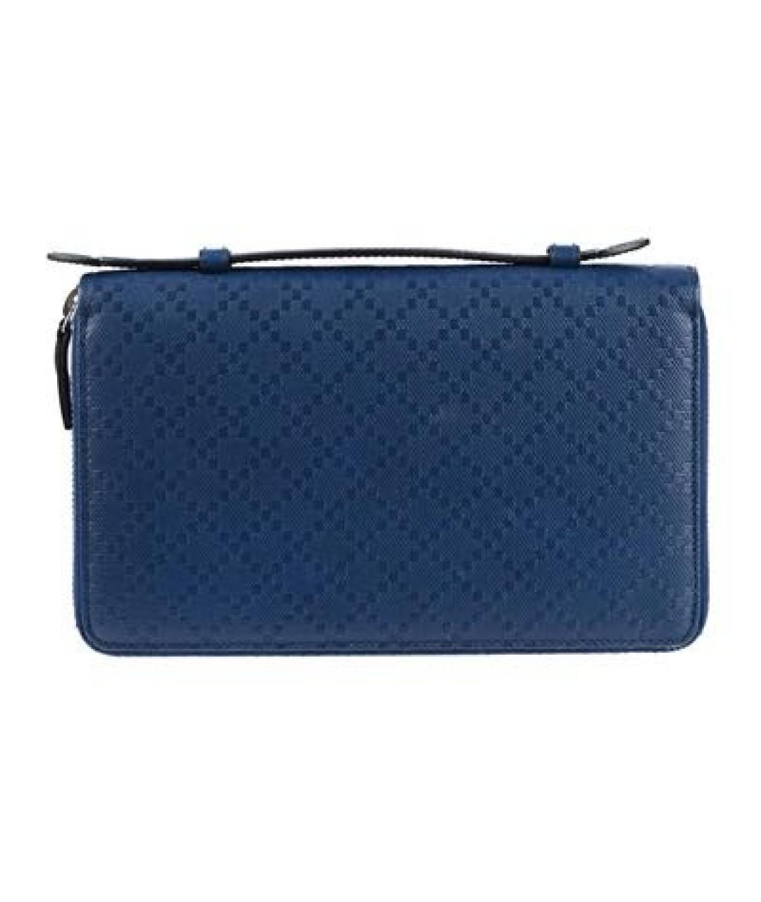 GUCCI Темно-синяя кожаная барсетка, фото 5