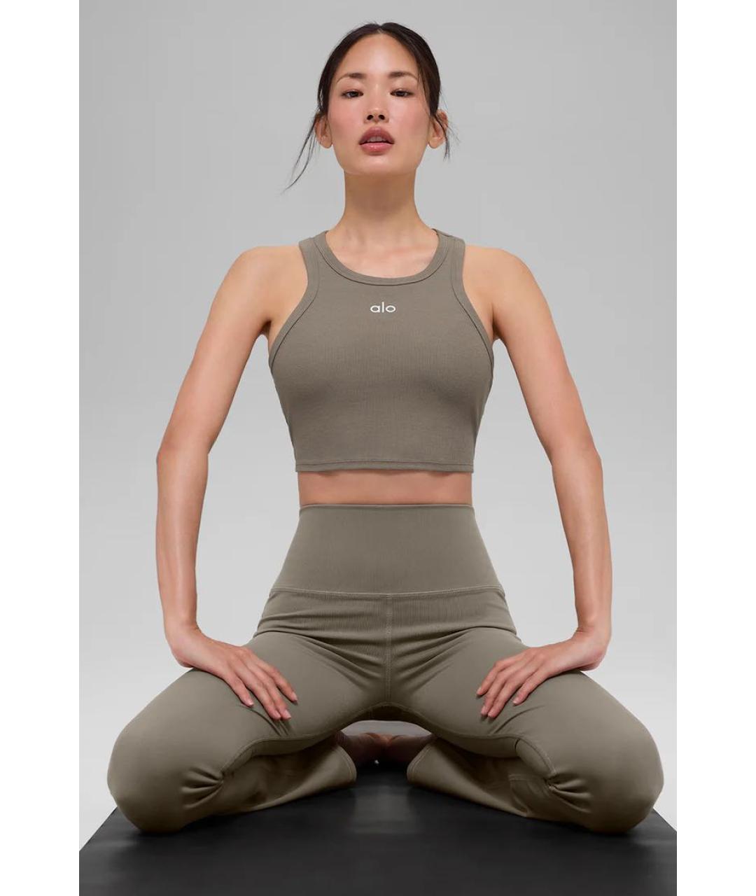 ALO YOGA Бежевая хлопковая майка, фото 2